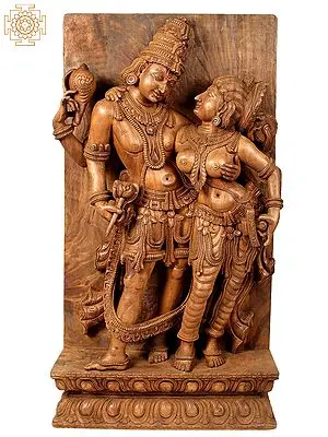 Divine Couple Vishnu-Lakshmi Wooden Panel