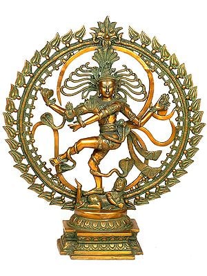 23" Large Size Nataraja Dancing the Backdrop of OM In Brass | Handmade | Made In India