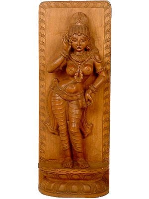 Nayika Applying Kajal in Her Eyes | South Indian Temple Wood Carving | Handmade