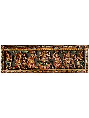 Nrittya Ganesha Panel with Kamalasana Trimurti Ganesha, Dwarves and Doorkeepers