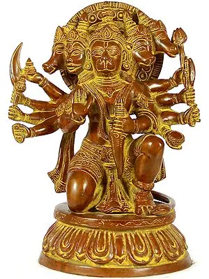 10" Pancha-Mukhi Hanuman (The Eleventh Rudra) In Brass | Handmade | Made In India