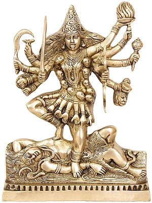 12" Mother Goddess Kali Brass Sculpture | Handmade | Made in India