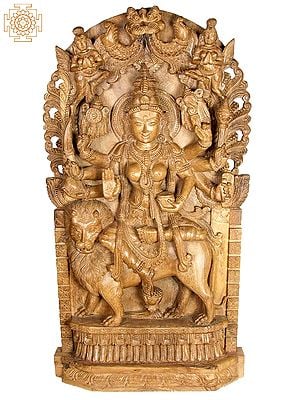 Goddess Durga with Vidyadharas and Kirtimukha Atop