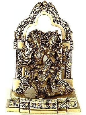 12" Lakshmi-Narayana Brass Sculpture on Garuda | Indian Crafted Idol
