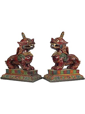 Temple Snow Lion Pair