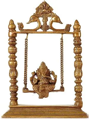 Lord Ganesha on a Swing with Kirtimukha Atop
