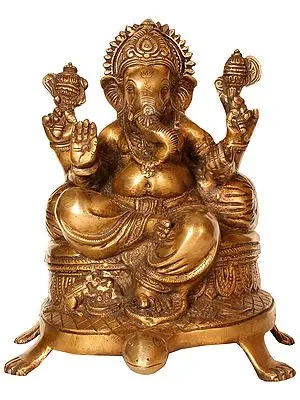 Lord Ganesha Seated on Tortoise Chowki (Auspicious According to Vastu)