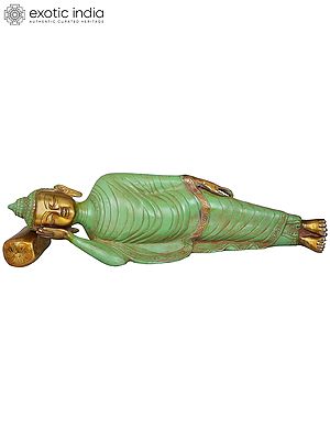 14" Relaxing Buddha Statue in Brass | Handmade | Made in India