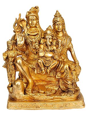8" Shiva Family in Brass | Handmade | Made in India