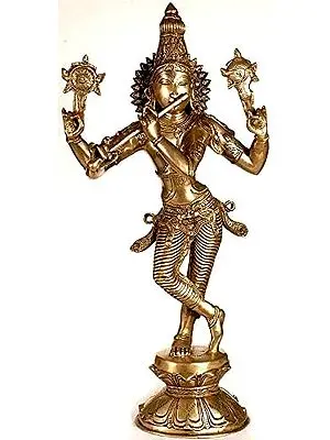 23" Shri Krishna as Vishnu (Narayana) In Brass | Handmade | Made In India