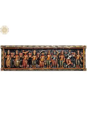 Dashavatara Panel: Ten Incarnations of Vishnu (From Left - Matshya, Kurma, Varaha, Narasimha, Vaman, Parashurama, Rama, Balarama, Krishna and Kalki)