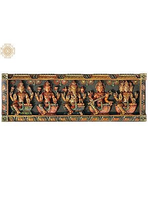 Vishnu Lakshmi and Brahma Saraswati Panel with Ganesha