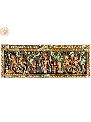 Lord Vishnu Panel with Dancing Radha Krishna
