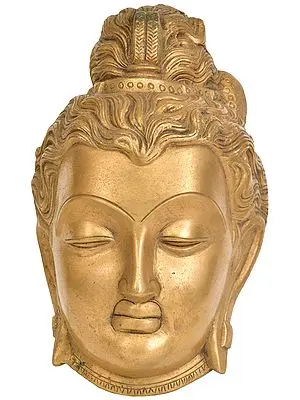 8" Gandhara Buddha Head (Wall Hanging) In Brass | Handmade | Made In India