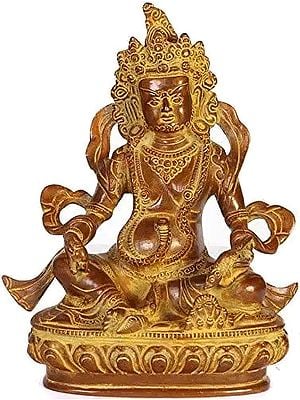 9" Vaishravana Brass Sculpture | Tibetan Buddhist Deity Idol