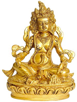 9" Vaishravana Brass Sculpture | Tibetan Buddhist Deity Idol