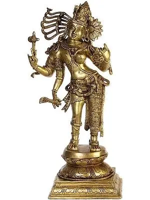 20" Brass Statue of Ardhanarishvara (Shiva Shakti)