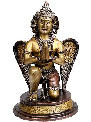 9" The Vedic Vision of Garuda Brass Idol | Handmade Home Temple Idol