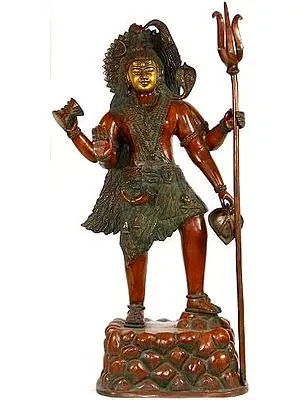 27" Lord Shiva on Symbolic Mount Kailash In Brass | Handmade | Made In India