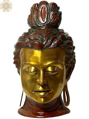 24" Large Size Buddha Head Brass Idol | Handmade Brass Sculpture