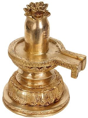 6" Brass Shiva Linga Idol with Lotus Offering | Handmade | Made in India