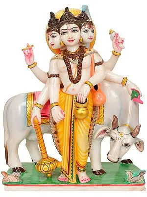 Lord Dattatreya White Marble Sculpture