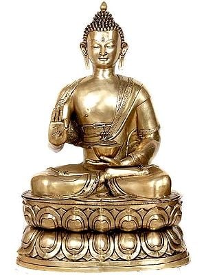 38" Large Size Buddha, The Universal Teacher In Brass | Handmade | Made In India