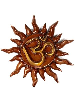 12" Om (AUM) Surya Wall Hanging In Brass | Handmade | Made In India