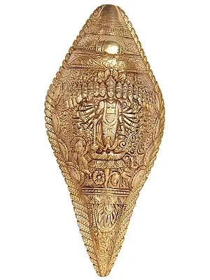 9" Vishvarupa Vishnu Conch (Wall Hanging) In Brass | Handmade | Made In India