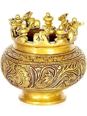 4" Incense Burner with Nandi and Shiva Linga in Brass | Handmade | Made in India