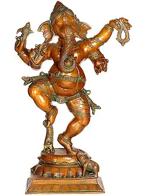 39" Large Size Nrittya Ganesha In Brass | Handmade | Made In India