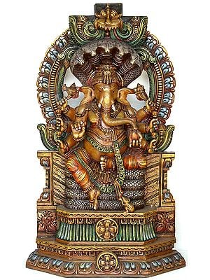 Eight-armed Shesh-seated Ganesha