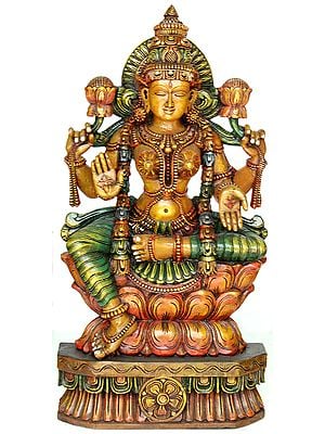 Four-Armed Goddess Lakshmi Seated on Lotus Throne