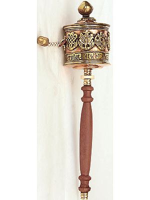 Ashtamangala Prayer Wheel with  Om Mani Padme Hum