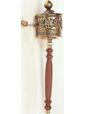 Ashtamangala Prayer Wheel with  Om Mani Padme Hum