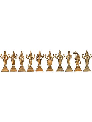 The Ten Incarnations of Lord Vishnu (Matsya, Kurma, Varaha, Narasimha, Vaman, Parashurama, Rama, Krishna, Balarama and Kalki)