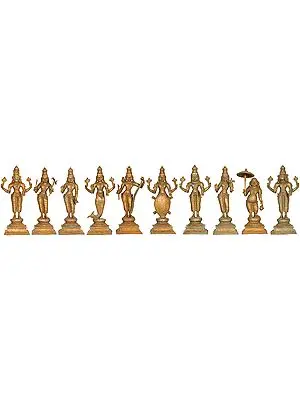 The Ten Incarnations of Lord Vishnu (Matsya, Kurma, Varaha, Narasimha, Vaman, Parashurama, Rama, Krishna, Balarama and Kalki)