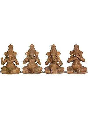 Set of Three Musical and One Singing Ganesha