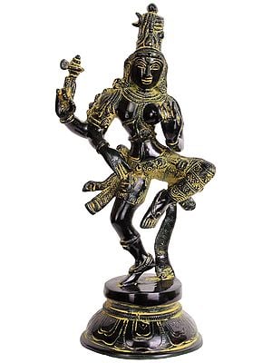 12" Dancing Ardhanarishvara (Shiva Shakti) In Brass | Handmade | Made In India