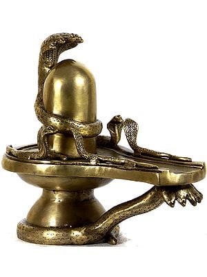 14" Shiva Linga with Nagas In Brass | Handmade | Made In India