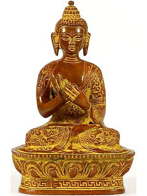 6" Preaching Buddha In Brass | Handmade | Made In India