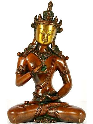 9" Tibetan Buddhist Deity- Vajrasattva In Brass | Handmade | Made In India