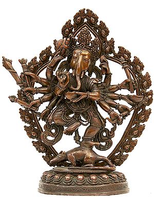 Twelve-armed Ganesha Engaged in Dance