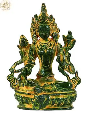 5" Green Tara (Tibetan Buddhist Deity) In Brass | Handmade | Made In India