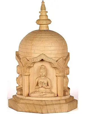 Carved Votive Stupa with Cosmic Buddhas