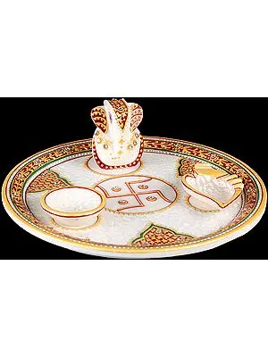 Marble Ganesha Ritual Plate