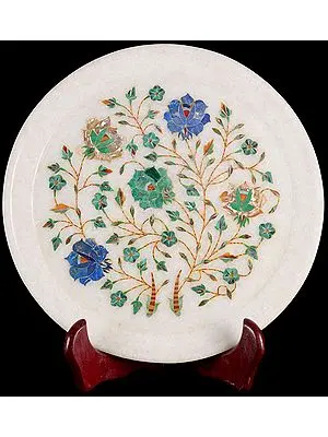 Tajmahal Plate from Agra (Inlaid with Gemstones)