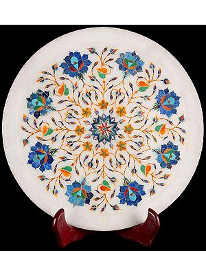 Tajmahal Plate from Agra (Inlaid with Gemstones)