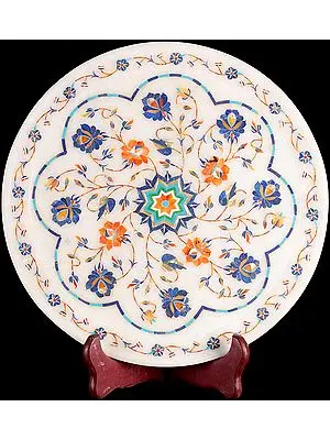 Tajmahal Plate from Agra (Inlaid with Gemstones)