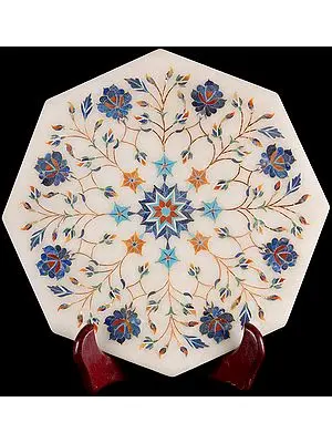 Octogonal Tajmahal Plate from Agra (Inlaid with Gemstones)